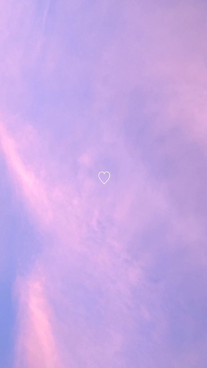Aesthetic Purple Minimalist Heart, aesthetic purple, minimalist, heart, purple sky, HD phone wallpaper