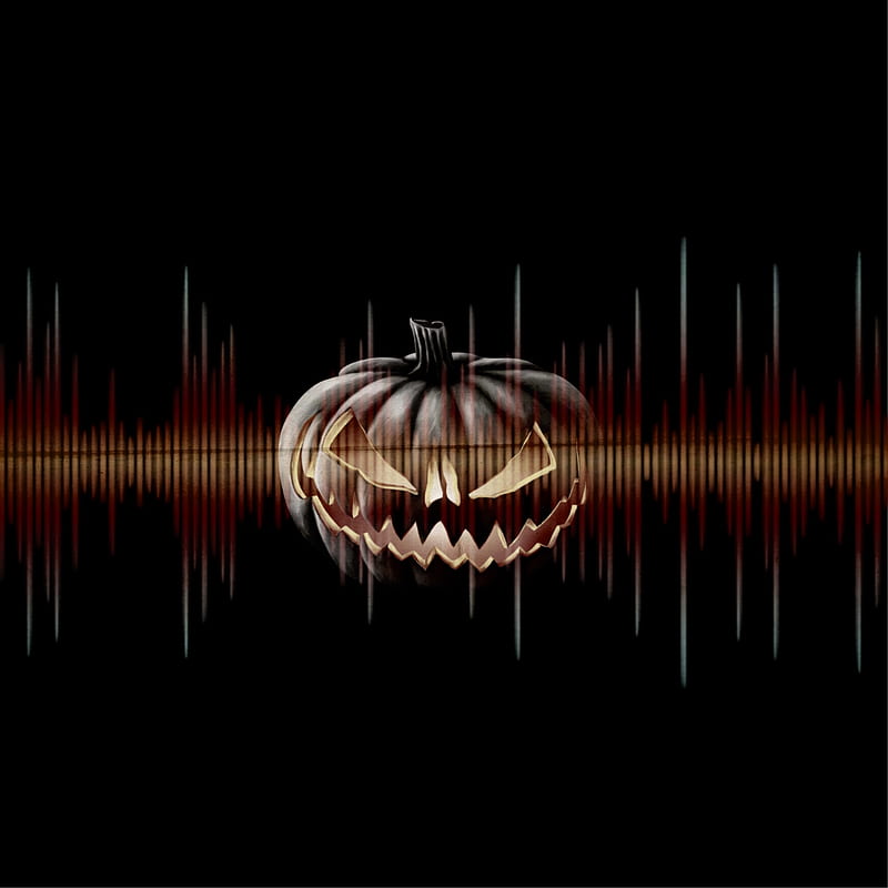 Pumpkin radio , creepy pumpkin, creepy smile, fall, halloween, jack-o-lantern, music beats, october, orange, spooky, HD phone wallpaper