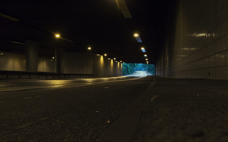 tunnel, enclosed, alone, dark, HD wallpaper