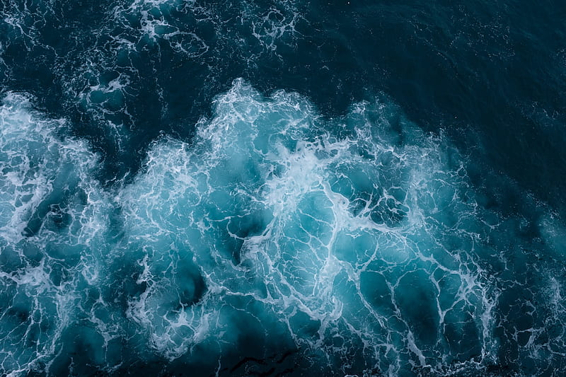 waves, ocean, aerial view, water, HD wallpaper