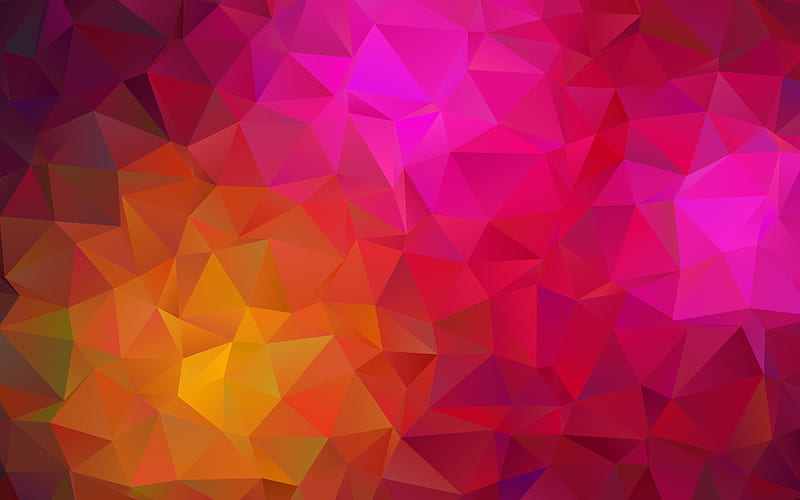 multicolored bright abstraction, triangles abstraction, geometric shapes, 3d background, HD wallpaper