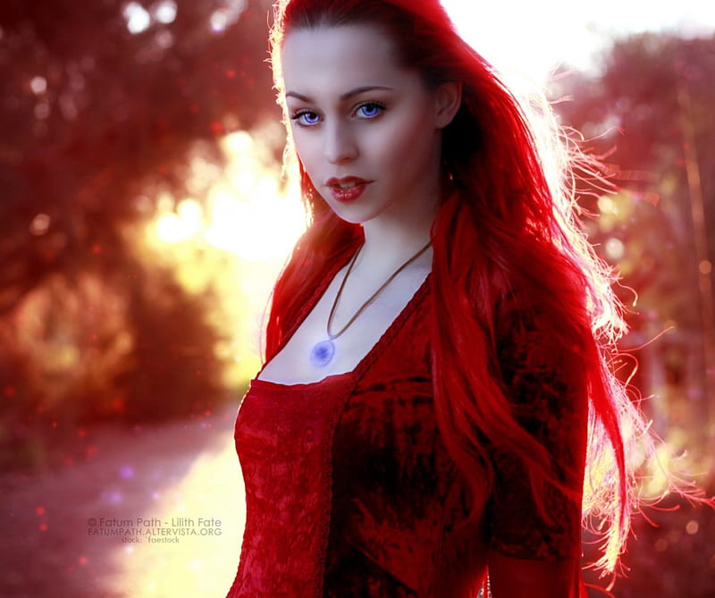 Burning Soul, red, hair, fantasy, soul, lady, HD wallpaper