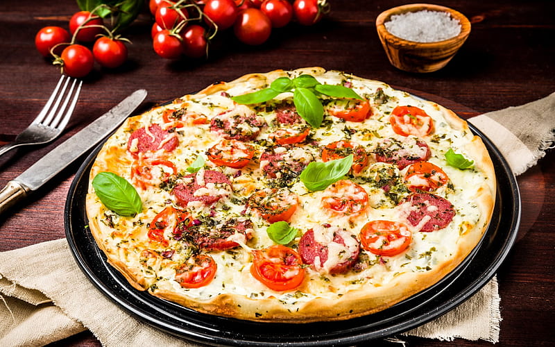 pizza, Italian food, Italian pizza, pizza with sausage, HD wallpaper
