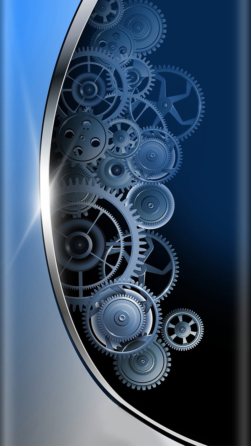 Abstract, beauty, blue, edge design, gears, gray, s7, silver, HD phone wallpaper