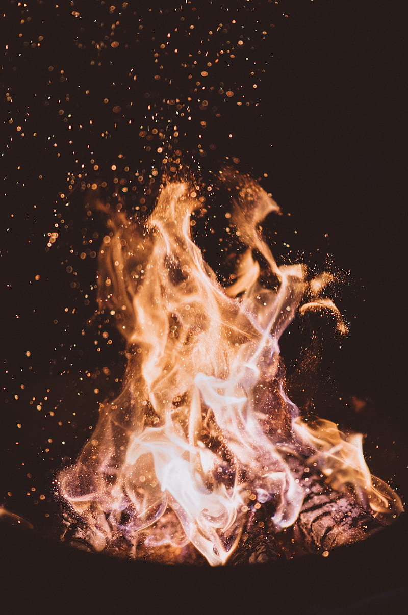 close-up of fire at nighttime, HD phone wallpaper