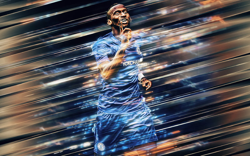Antonio Rudiger creative art, blades style, Chelsea FC, German footballer, Premier League, England, blue creative background, football, HD wallpaper