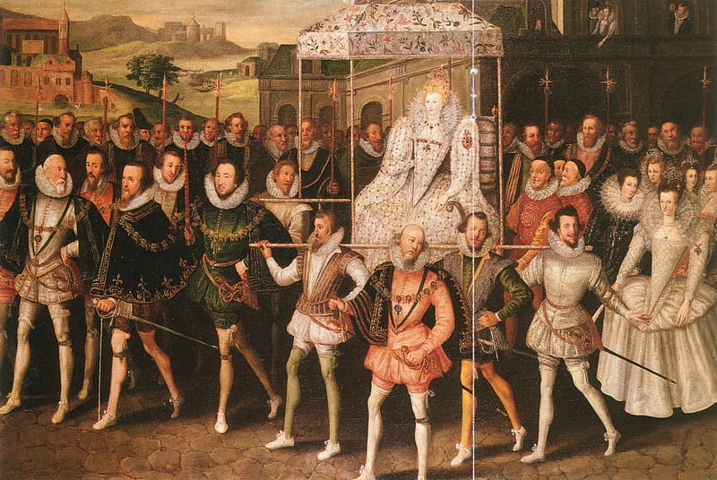 Coronation of Queen Elizabeth I, art, costume, tudor, royalty, painting, british history, HD wallpaper