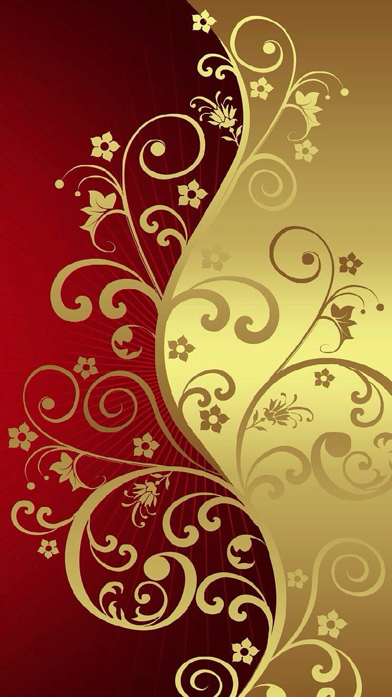 Stationary, abstract, background, desenho, gold, red, HD phone wallpaper
