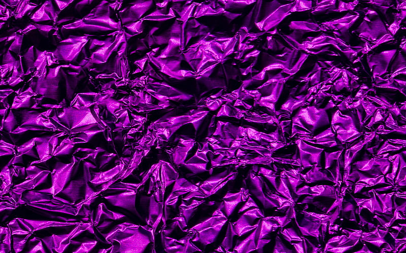 purple foil texture, purple crumpled foil, purple background, creative purple background, purple texture, foil texture, HD wallpaper
