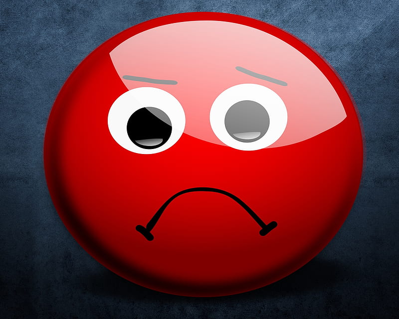 Sad Smiley, cool, emotion, face, new, red, unhappy, HD wallpaper