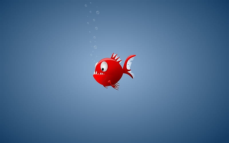 Piraña, mínimo, pez rojo, creativo, pescado, piraña roja, piraña de dibujos  animados, Fondo de pantalla HD | Peakpx