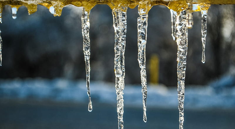 Thaw, iciclies, graphy ice, nature, abstract, seasons, winter, HD wallpaper
