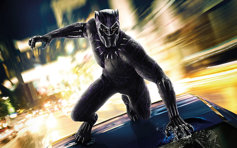 Black Panther, 2018 poster, superhero, art, new movies, HD wallpaper