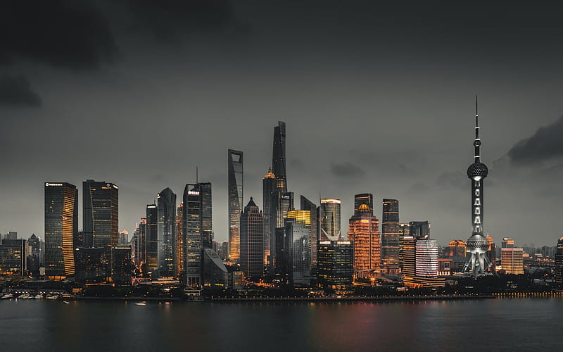 skyscrapers, Shanghai, China, business centers, Oriental Pearl Tower, Shanghai World Financial Center, HD wallpaper