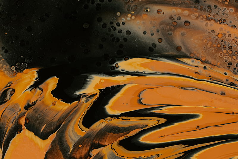 paint, stains, spots, abstraction, orange, black, HD wallpaper