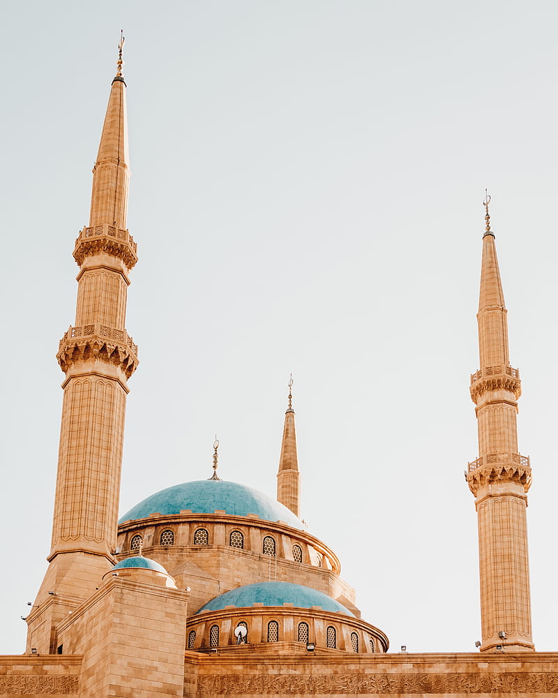 blue and brown dome mosque, HD phone wallpaper