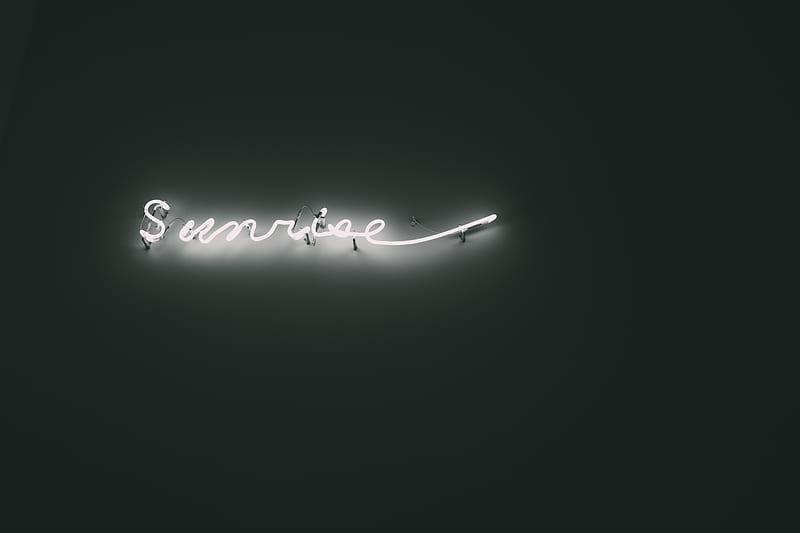 white Sunrise neon light signage, HD wallpaper