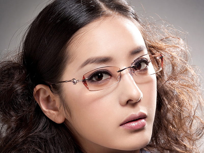 Charming beauty model glasses advertising 01, HD wallpaper