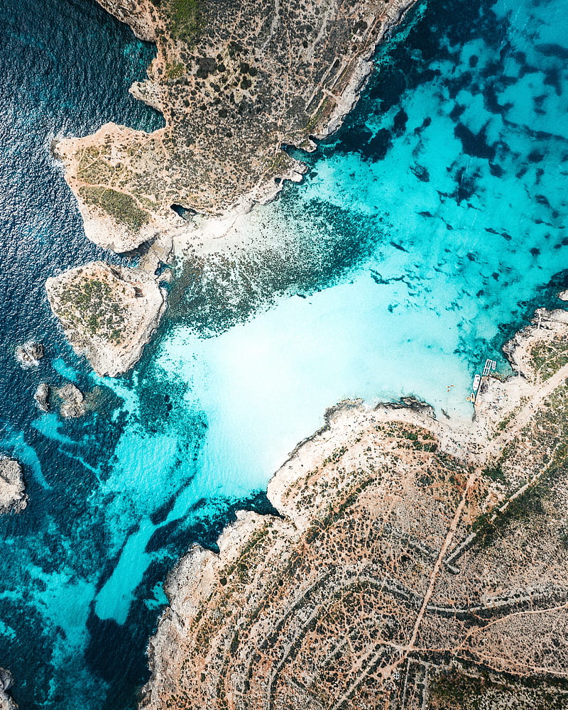 coast, channel, island, sea, aerial view, malta, HD phone wallpaper