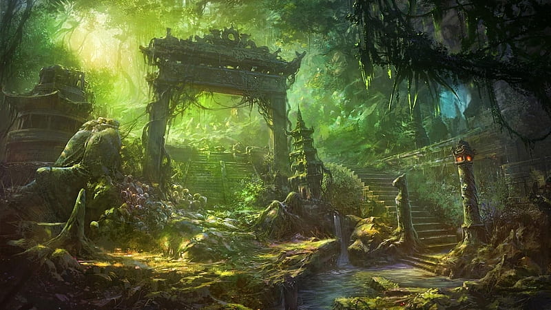 GREENWAY ARCH, FANTASY, OVERGROWN, ARCHWAY, GREENWAY, HD wallpaper