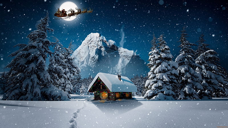 Christmas winter, santa, snow, christmas, noel, HD wallpaper