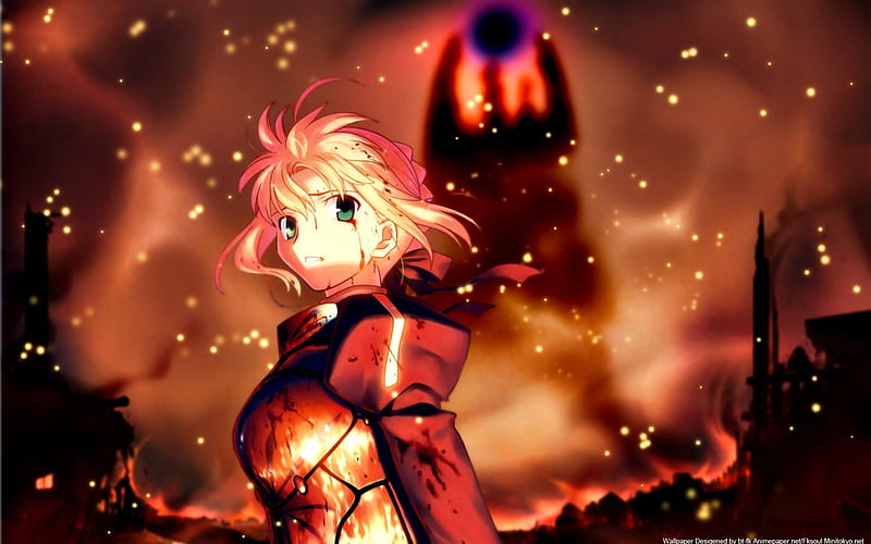 End of War, saber, holy grail war, fate stay night, excalibur, anime, king arthur, fight, HD wallpaper