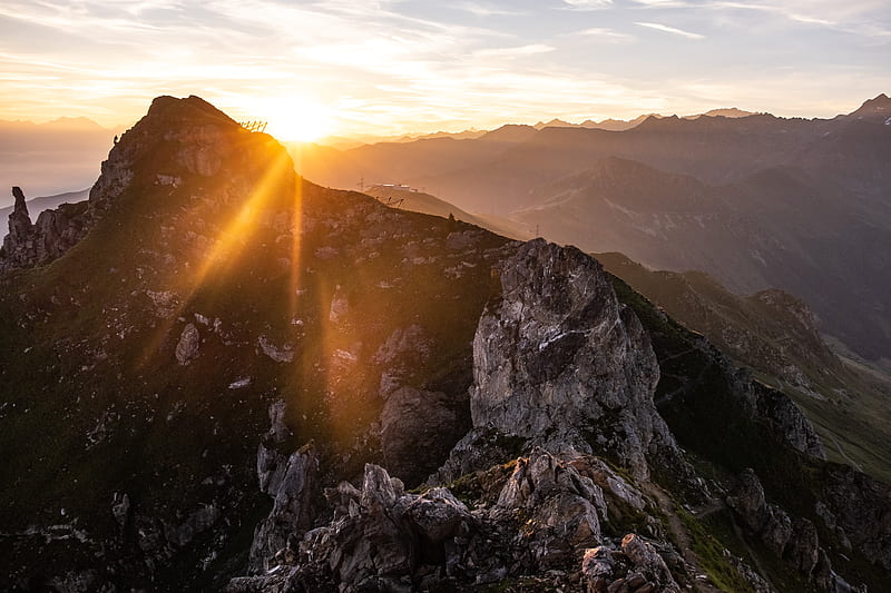 mountain summit during sunrise, HD wallpaper