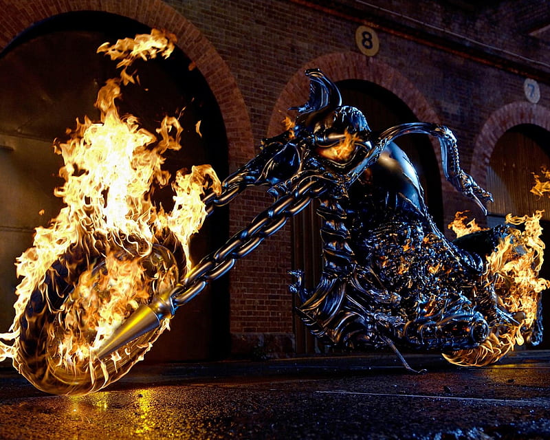 Fire Ghost Rider, cage, ghostrider, HD wallpaper