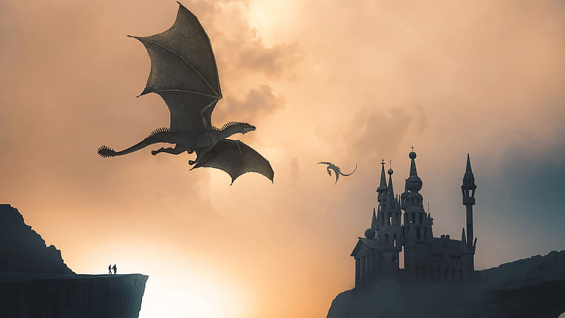 Dragons Worship To Throne , dragon, artist, artwork, digital-art, HD wallpaper