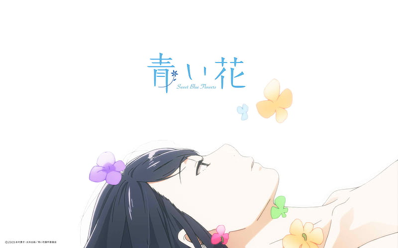 Aoi Hana, yuri, flowers, fumi, blue, HD wallpaper