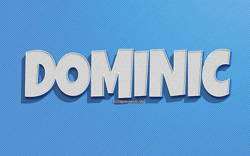 Dominic, blue lines background, with names, Dominic name, male names, Dominic greeting card, line art, with Dominic name, HD wallpaper