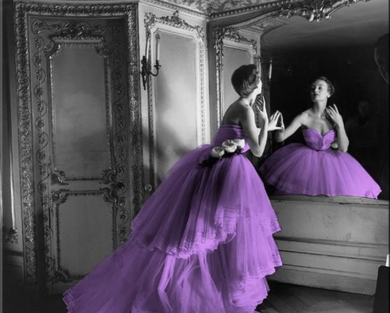 princess, purple, model, accent, mirror, woman, style, HD wallpaper