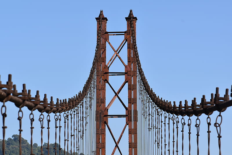 Hanging Bridge, architecture, iron, iron bridge, old, rusty, rusty bridge, HD wallpaper
