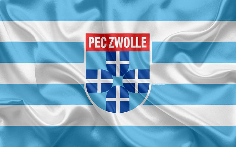 PEC Zwolle Dutch football club, logo, emblem, Eredivisie, Dutch soccer championship, Zwolle, Netherlands, silk texture, Zwolle FC, HD wallpaper