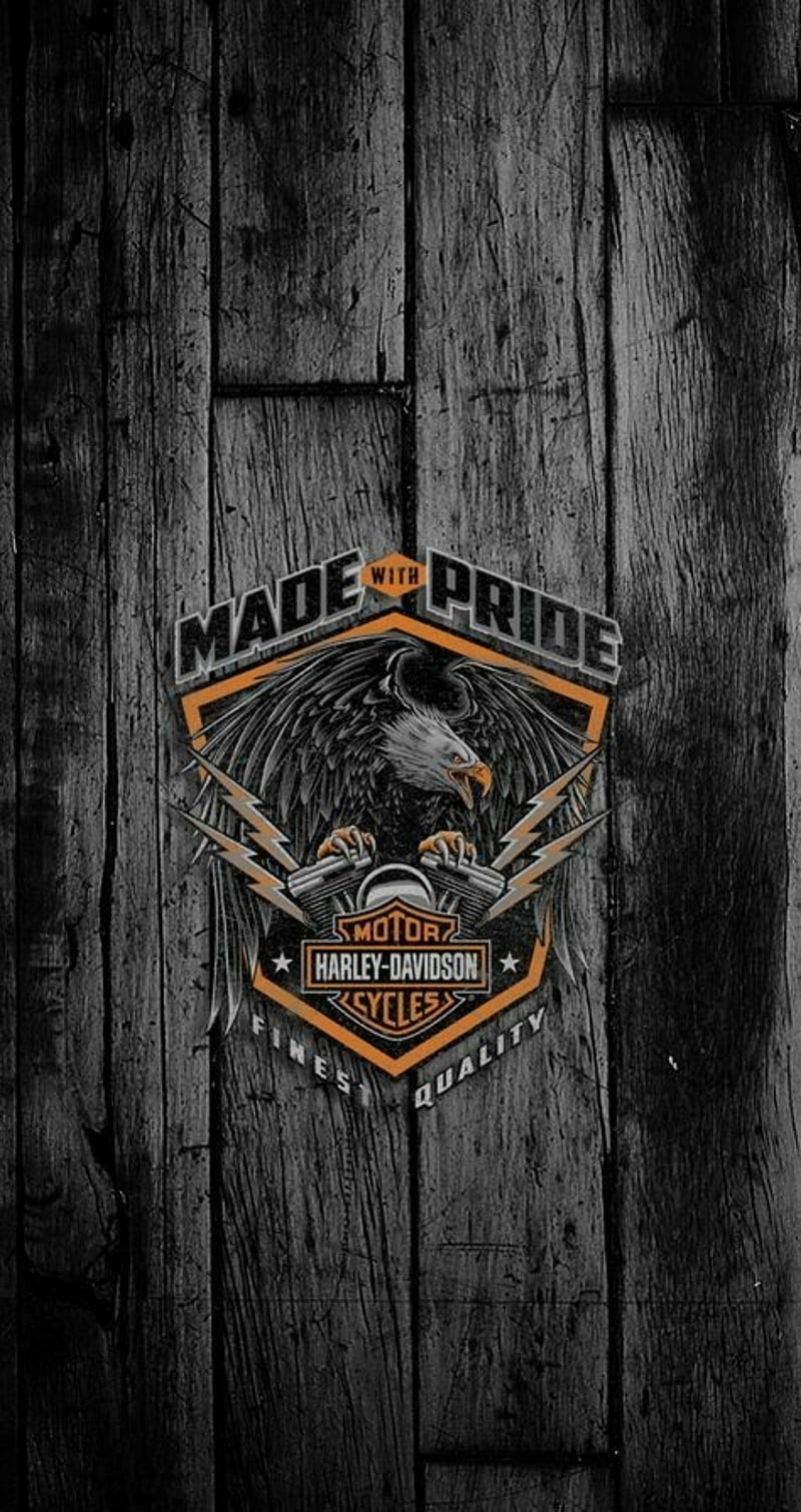 Harley Davidson Wood, biker, emblem, motorcycle, HD phone wallpaper