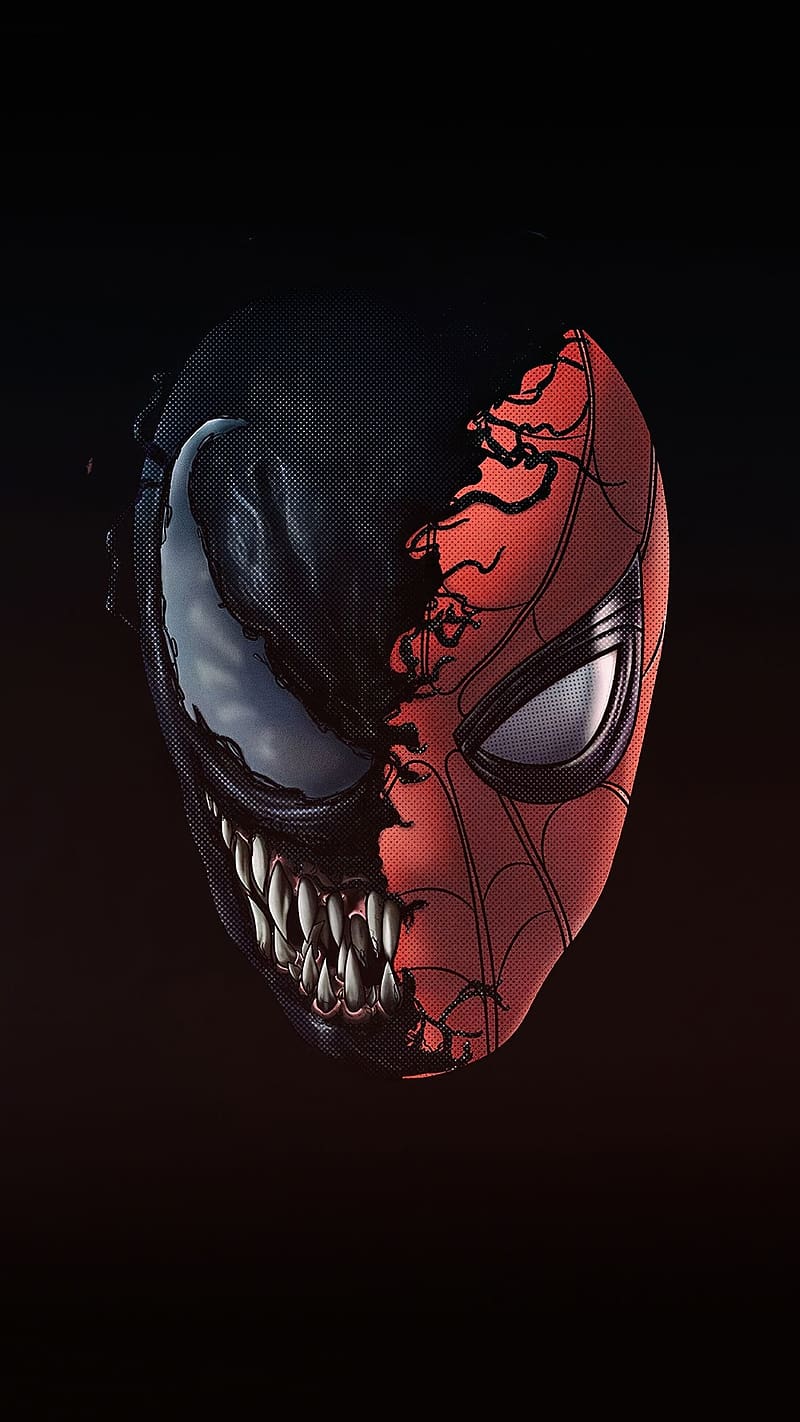 Spider Man Venom, Animated Face, superhero, HD phone wallpaper