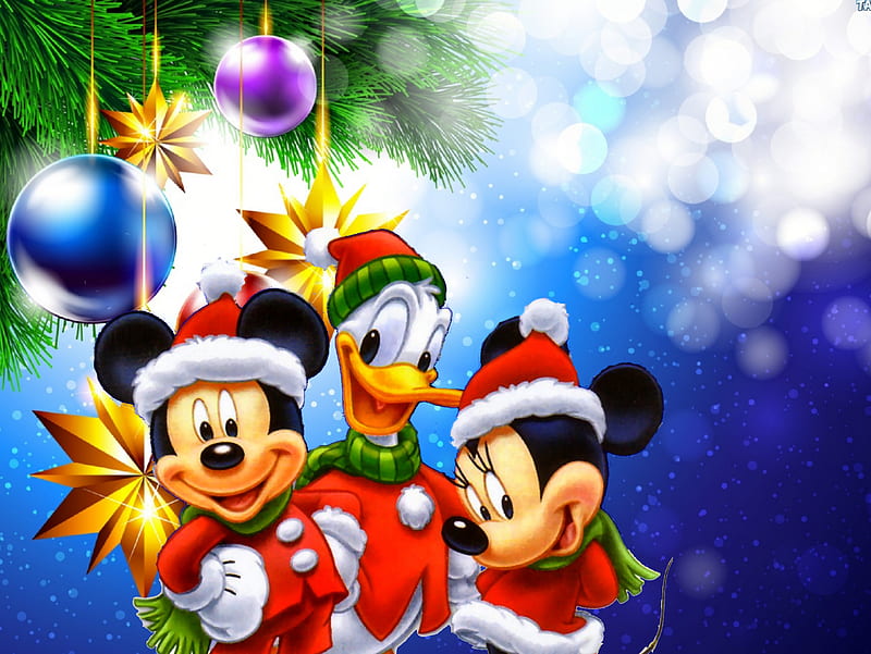 640x480px, disney, friends, merry christmas, mickey mouse, santa, xmas, HD wallpaper