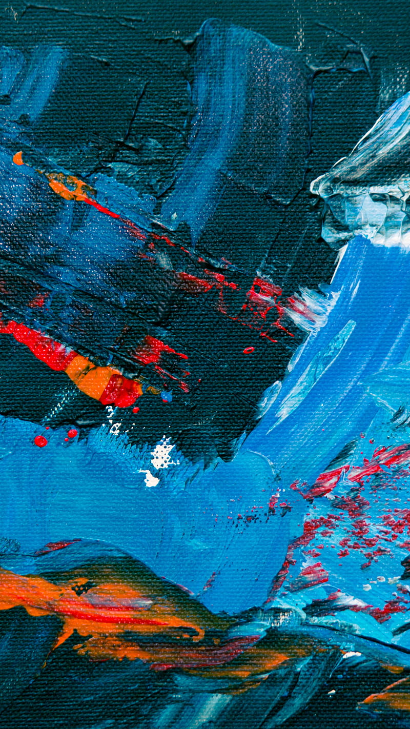 Blue abstract painting , art, modern art, oil painting, HD phone wallpaper