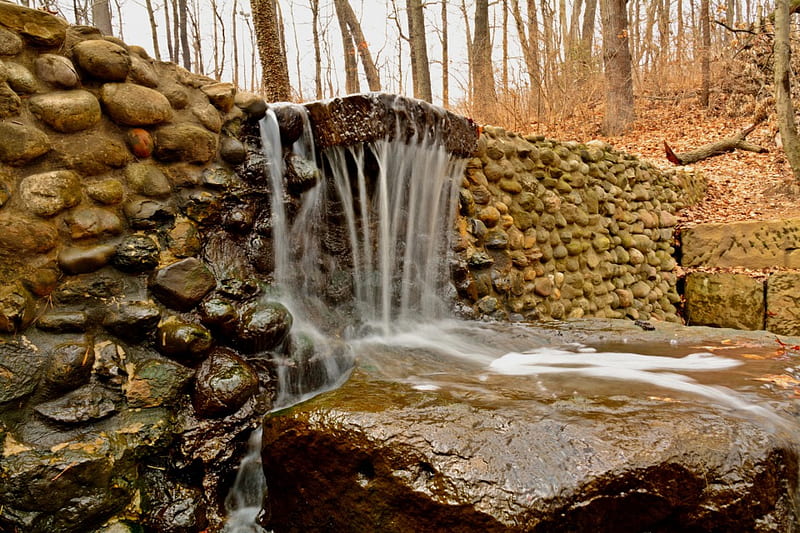 Flowing Nature, peaceful nature, little waterfalls, little falls, flowing water, waterfalls, HD wallpaper