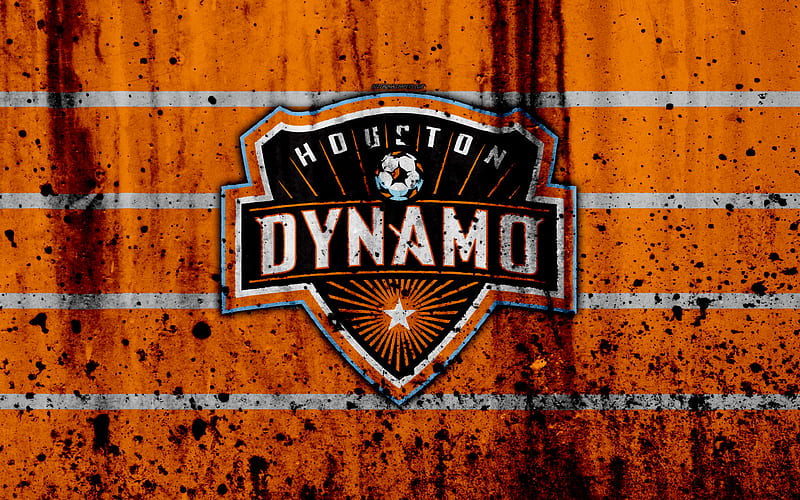 FC Houston Dynamo, grunge, MLS, soccer, Western Conference, football club, USA, Houston Dynamo, logo, stone texture, Houston Dynamo FC, HD wallpaper