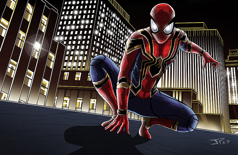 Iron Spider Suit In Avengers Infinity War Artwork, spiderman, artist, , digital-art, superheroes, HD wallpaper