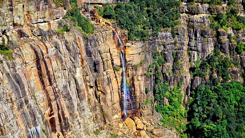 Cliff Waterfall Meghalaya India 2023 Bing, HD wallpaper