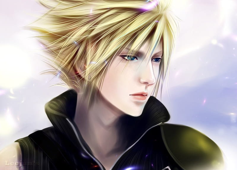 Cloud, final fantasy 7, blonde, sparks, blue eyes, HD wallpaper | Peakpx