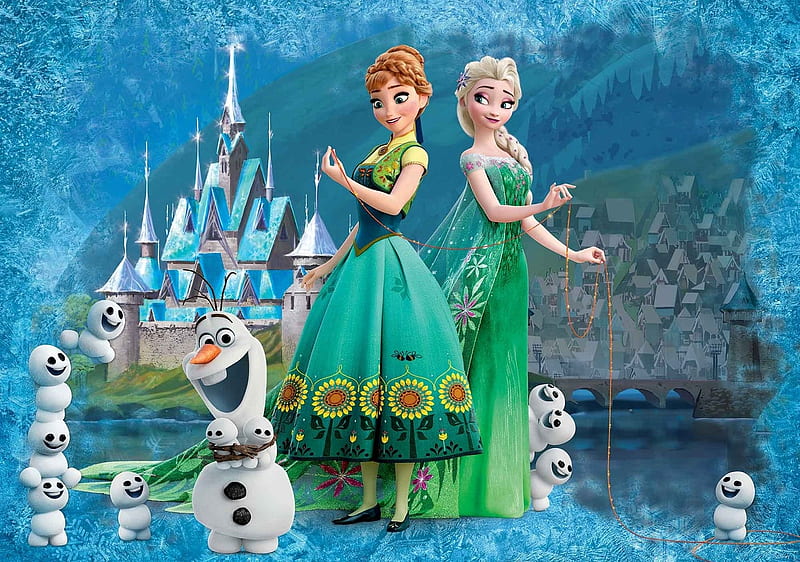 Frozen Fever (2015), summer, princess, disney, poster, anna, movie, elsa, vara, fantasy, frozen fever, snow queen, sister, castle, HD wallpaper