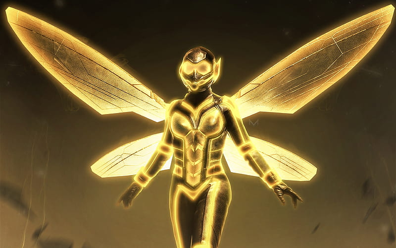 Wasp 2018 movie, yellow suit, Ant-Man and the Wasp, superheroes, HD wallpaper