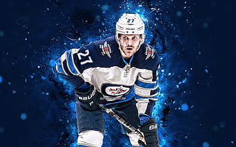 Patrik Laine NHL, Winnipeg Jets, hockey stars, hockey, blue neon lights,  hockey players, HD wallpaper