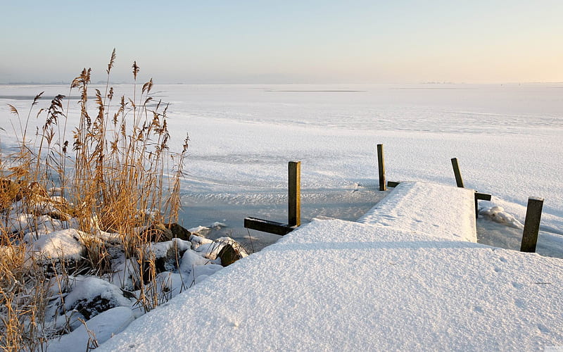 frozen lake winter-winter natural landscape, HD wallpaper