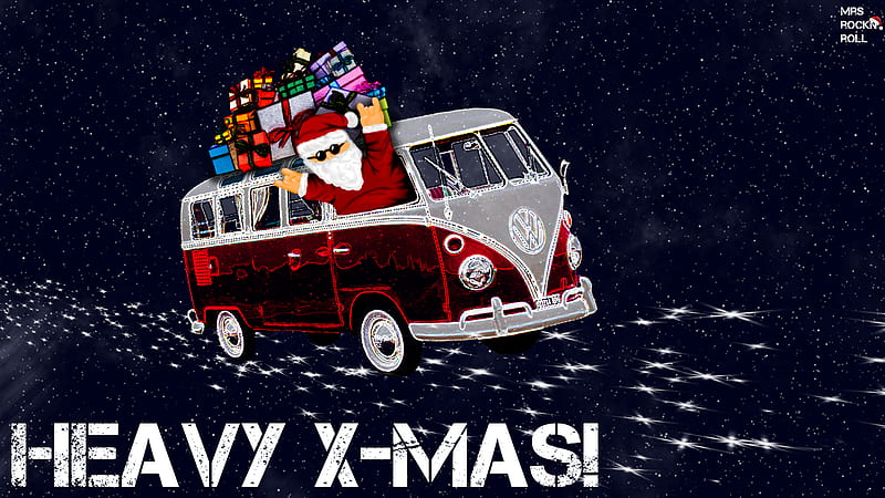 Holiday, Christmas, Gift, Merry Christmas, Santa, Space, Volkswagen T1, HD wallpaper