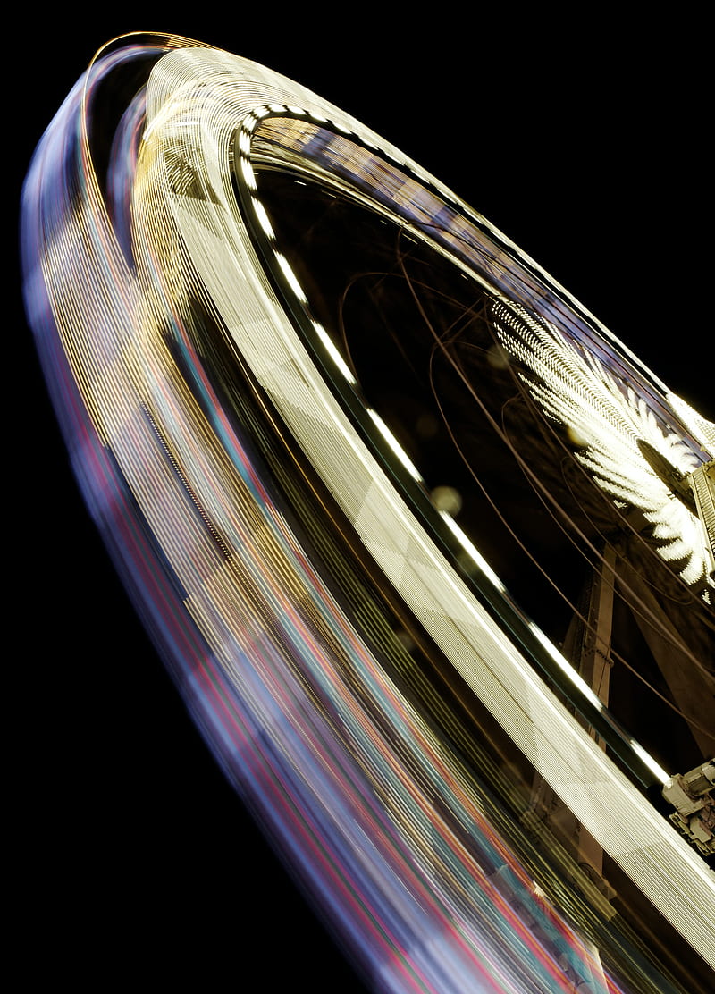 ferris wheel, light, long exposure, motion, blur, HD phone wallpaper