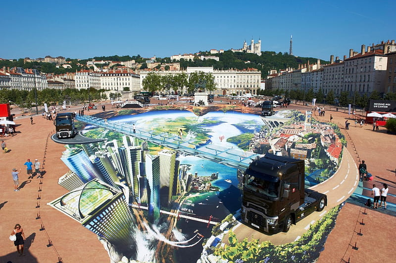 Visual Phenomena 3D Street Art in Lyon, 3D, Phenomena, Virtual, Abstract, Mind, Teasers, HD wallpaper